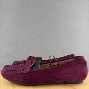 Vionic Norah Suede Moccasin Loafer Burgundy Slip-On Women’s Size 8 US